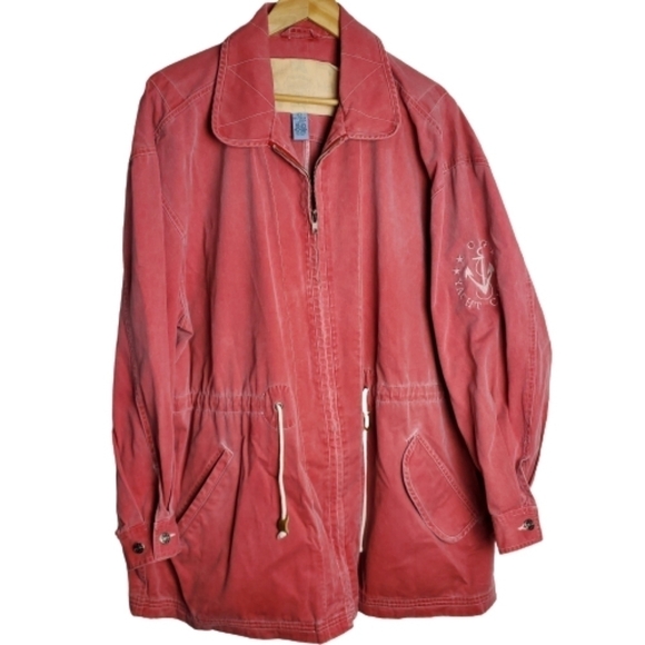 Cambridge Dry Goods Light Red Safari Cinched Waist Lightweight Jacket Size Large - Picture 1 of 11